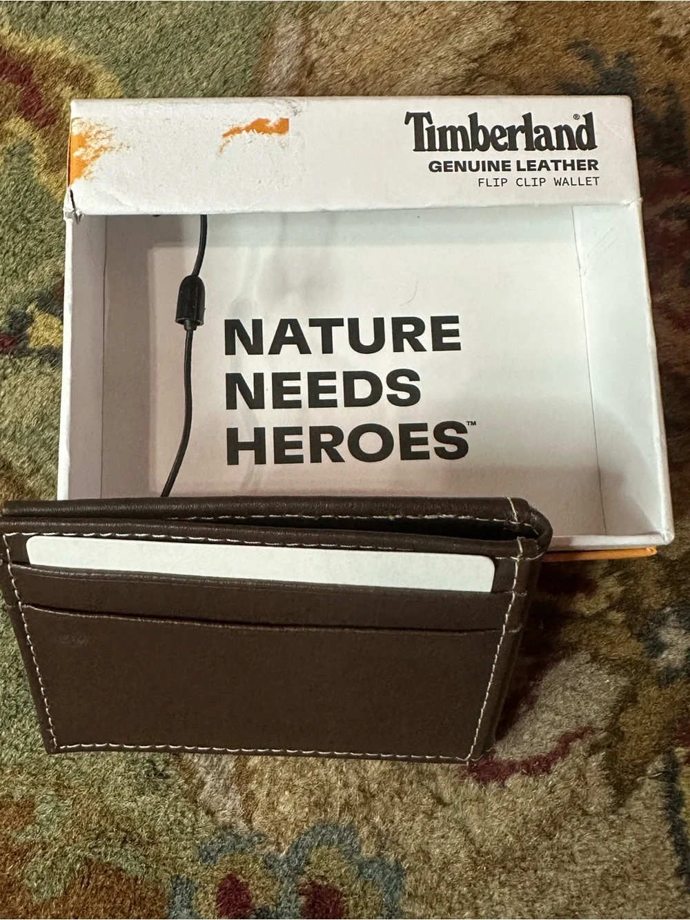 Timberland Dark Brown Genuine Leather Money Clip Wallet